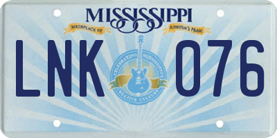 MS license plate LNK076