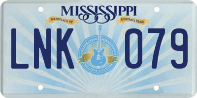 MS license plate LNK079