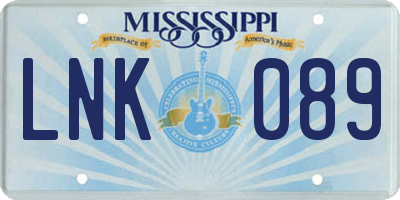 MS license plate LNK089