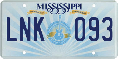 MS license plate LNK093