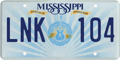MS license plate LNK104