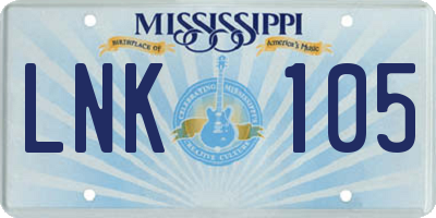 MS license plate LNK105
