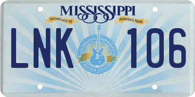 MS license plate LNK106