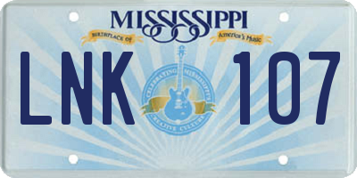 MS license plate LNK107