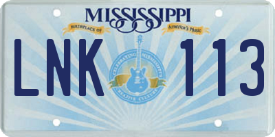 MS license plate LNK113