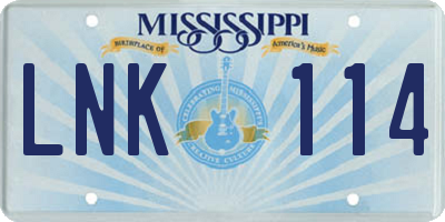 MS license plate LNK114