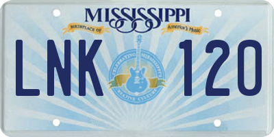 MS license plate LNK120