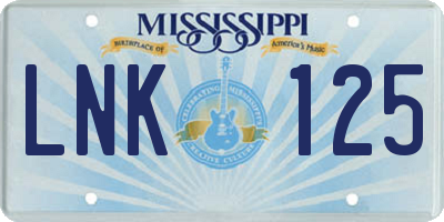 MS license plate LNK125