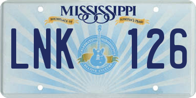 MS license plate LNK126