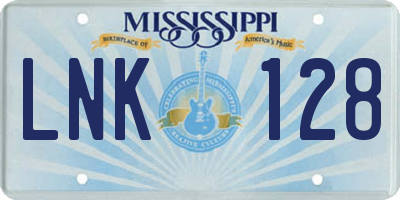 MS license plate LNK128