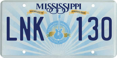 MS license plate LNK130