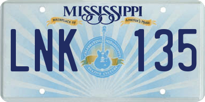 MS license plate LNK135