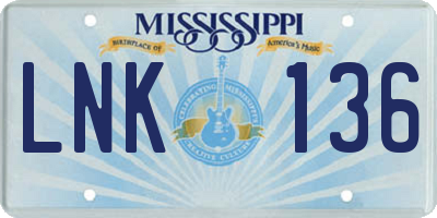 MS license plate LNK136