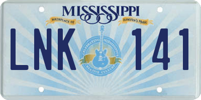 MS license plate LNK141