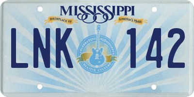 MS license plate LNK142