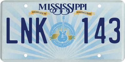MS license plate LNK143