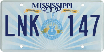 MS license plate LNK147