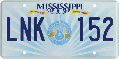 MS license plate LNK152