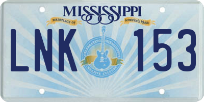 MS license plate LNK153