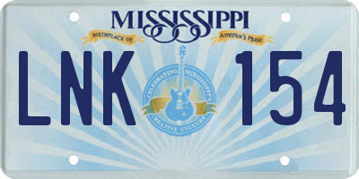 MS license plate LNK154