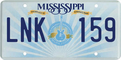 MS license plate LNK159