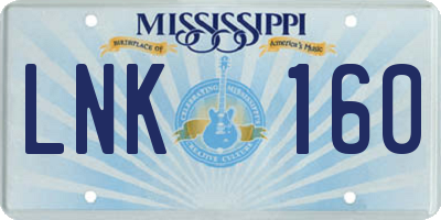 MS license plate LNK160