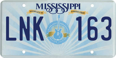 MS license plate LNK163