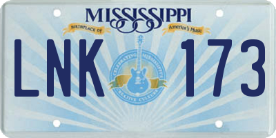 MS license plate LNK173