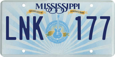 MS license plate LNK177