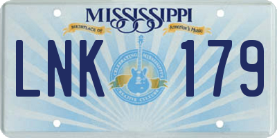 MS license plate LNK179