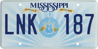 MS license plate LNK187