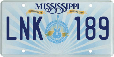MS license plate LNK189