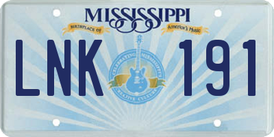 MS license plate LNK191