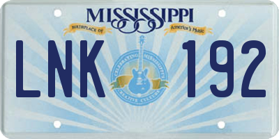 MS license plate LNK192