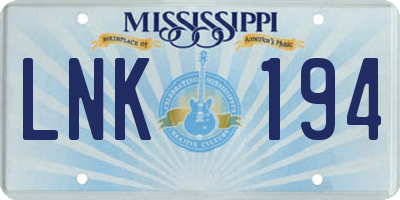 MS license plate LNK194