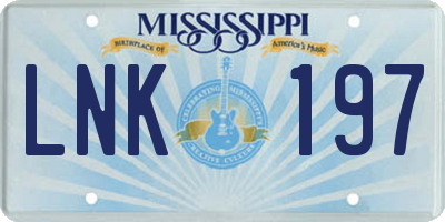 MS license plate LNK197