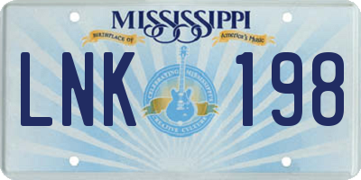 MS license plate LNK198