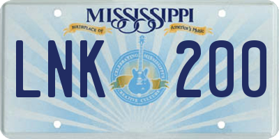 MS license plate LNK200