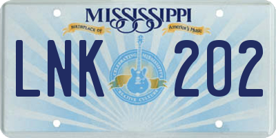 MS license plate LNK202