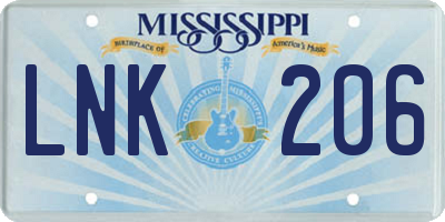MS license plate LNK206