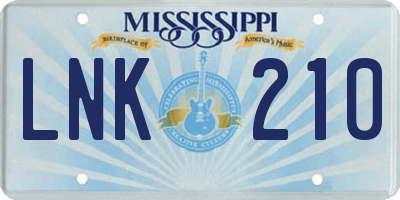MS license plate LNK210