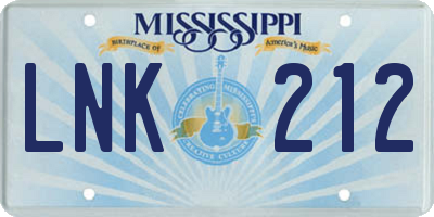 MS license plate LNK212