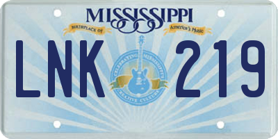MS license plate LNK219