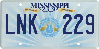 MS license plate LNK229