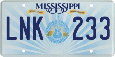 MS license plate LNK233
