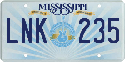 MS license plate LNK235