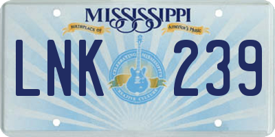 MS license plate LNK239
