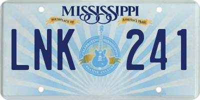 MS license plate LNK241