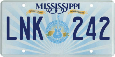 MS license plate LNK242