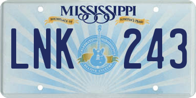 MS license plate LNK243